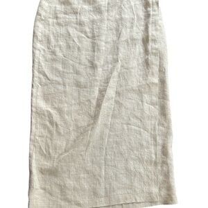 Eileen Fisher 100% Linen Long Wrap Skirt | Size M | Oatmeal Vintage Made in USA